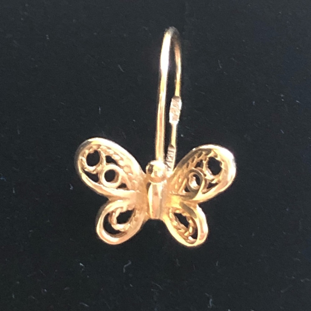 14K Russian Vintage Single Butterfly Earring (1) Piece